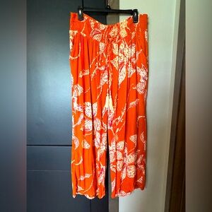 Orange and pink floral wide leg flowy pants. Maurice’s brand, size large
